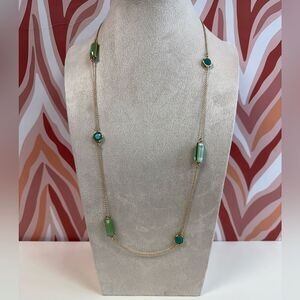 NWT Kate Spade Beach Gem Gold/Green Long Necklace